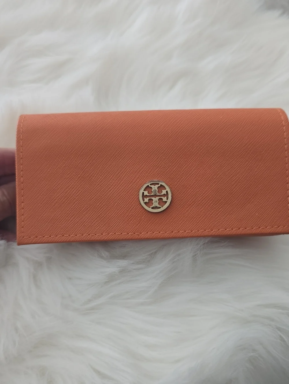 Tory Burch Orange Saffiano Leather Logo Sunglasses Casr!